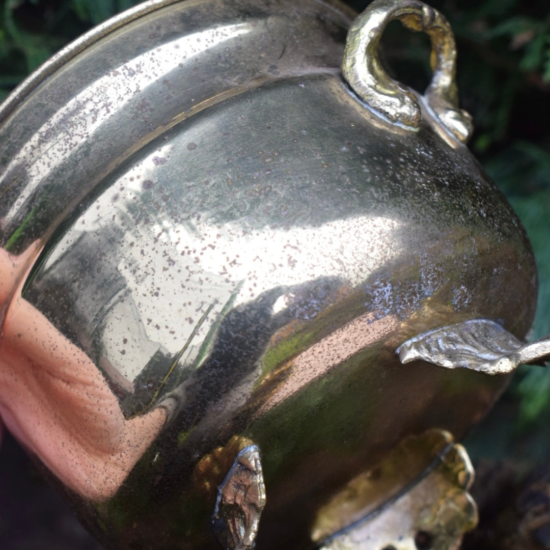 Vintage medium brass cauldron