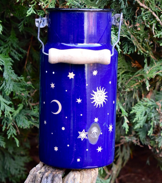 Vintage Sun, Moon & Stars Milk Churn