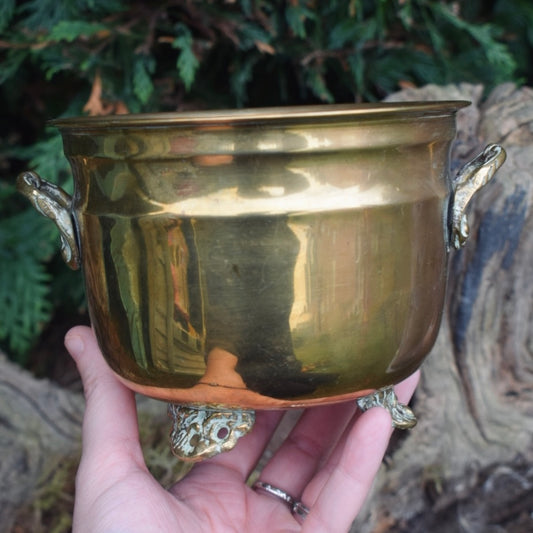 vintage Medium Brass Cauldron