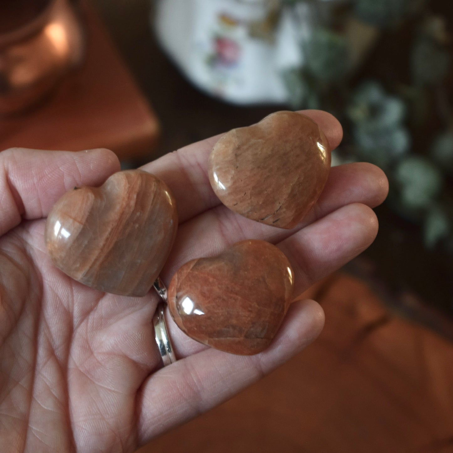 Peach Moonstone Heart
