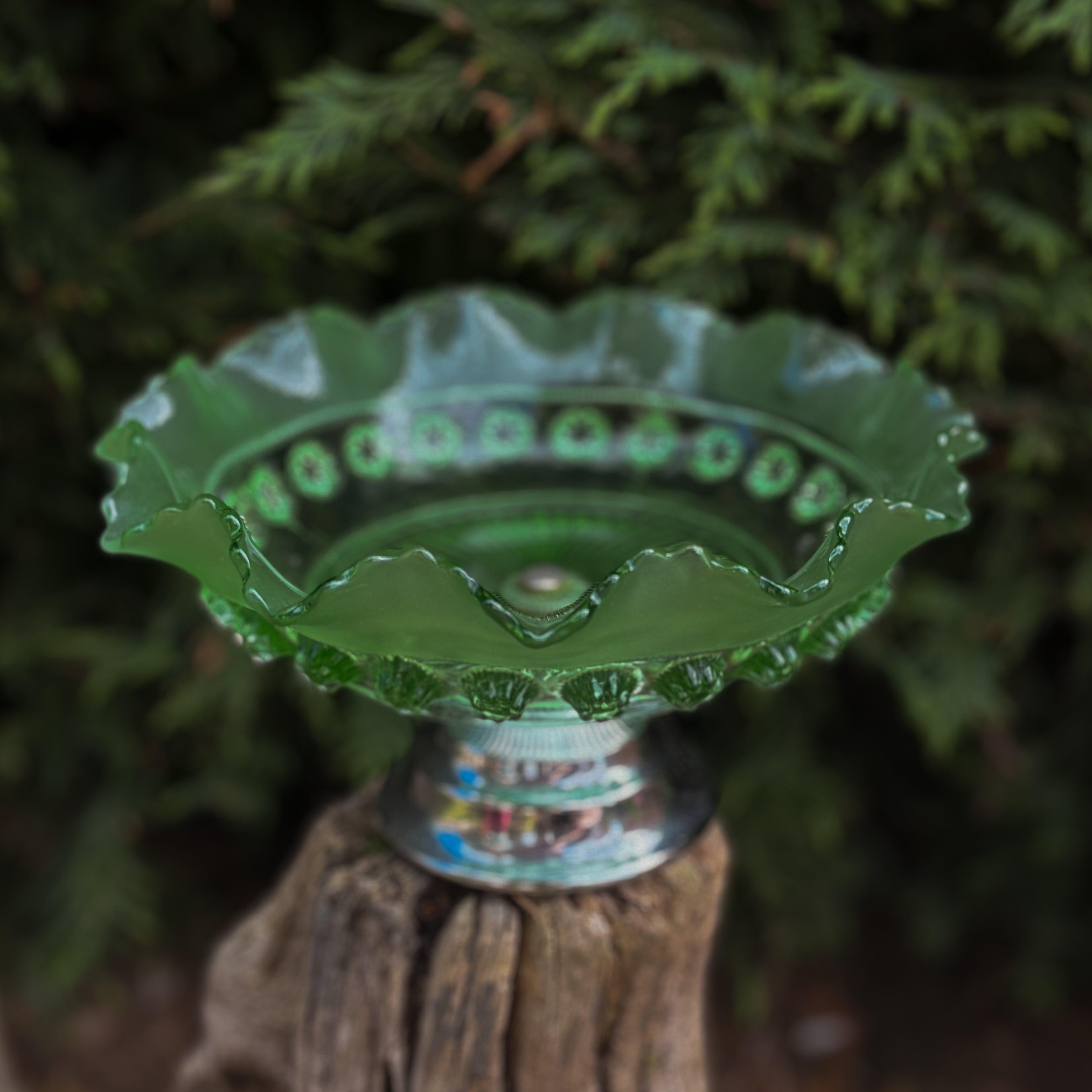 Vintage Green Glass Bowl