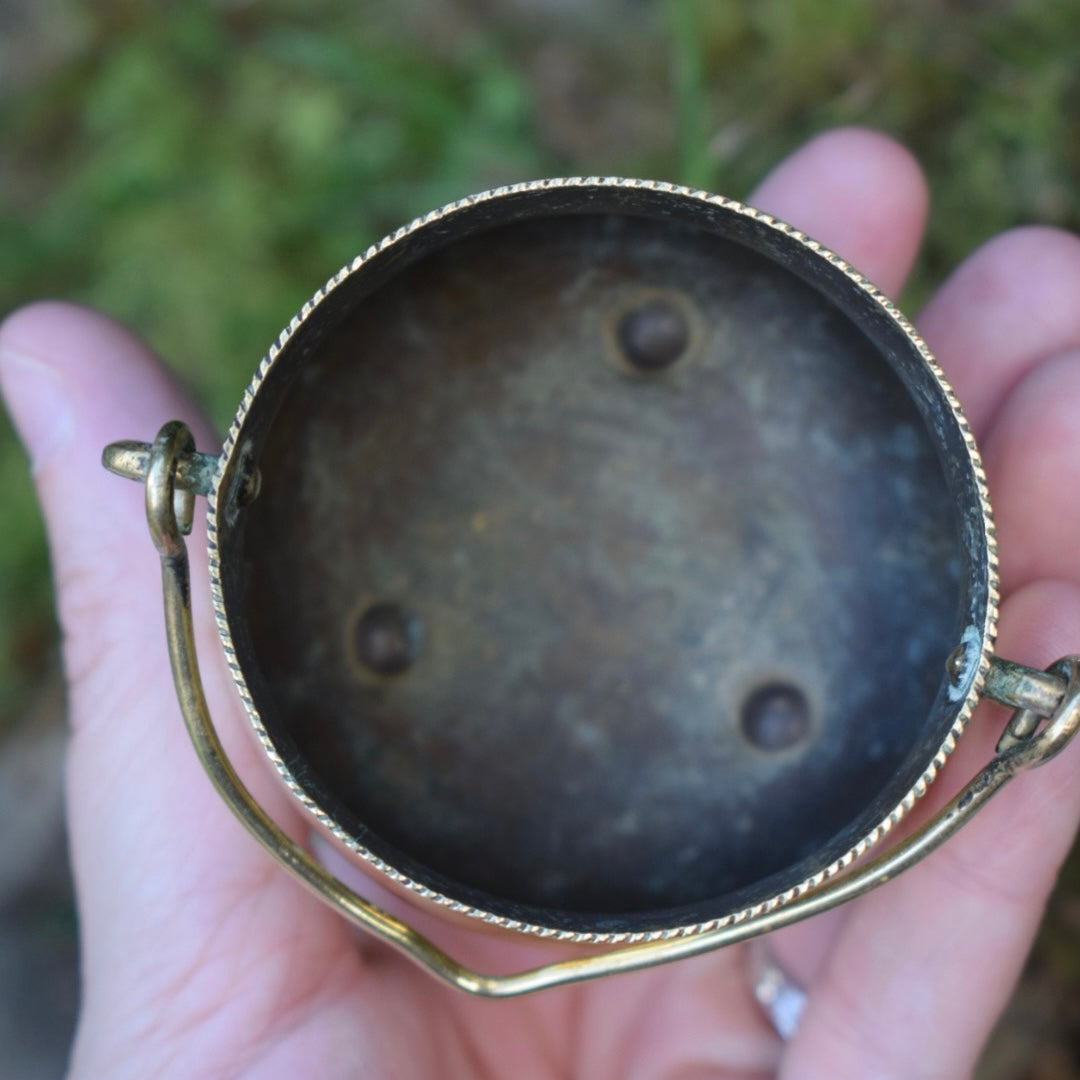 Mini Vintage Brass Cauldron