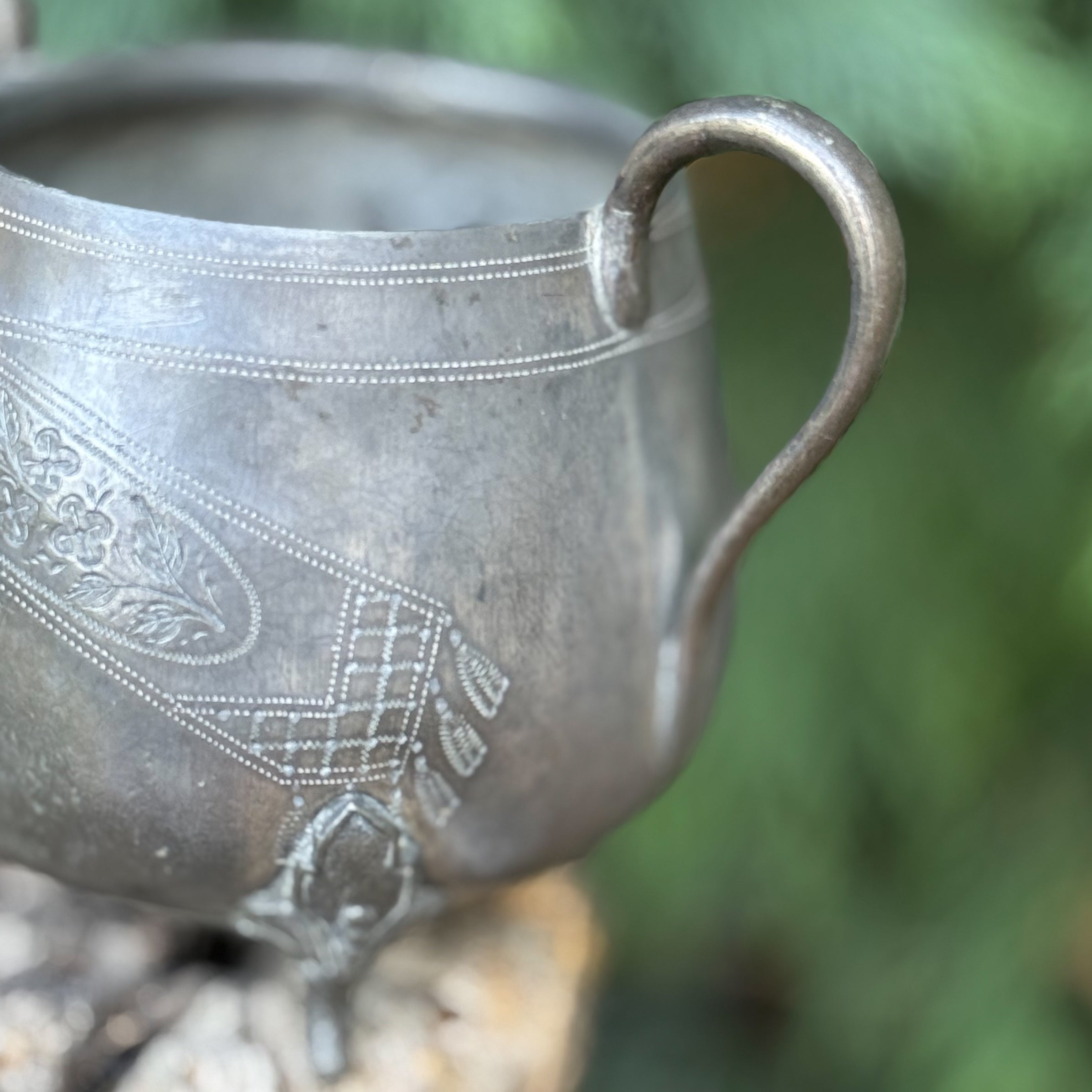 Vintage Pewter Cauldron Pot