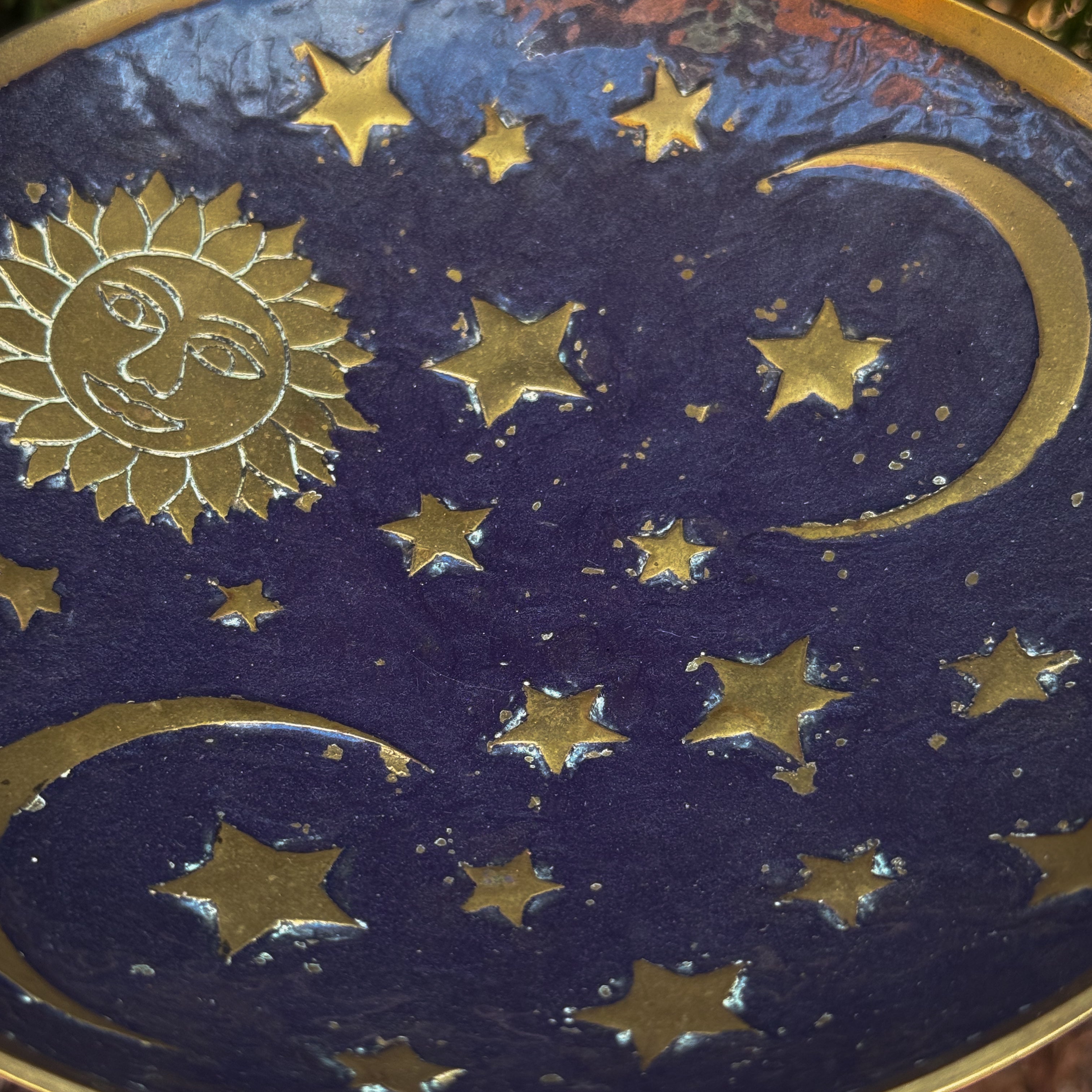 Vintage Brass Star, Moon & Sun Bowl