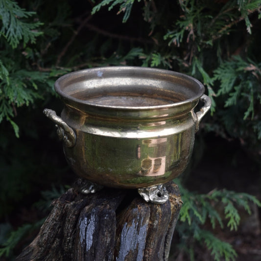 Vintage Small Brass Cauldron