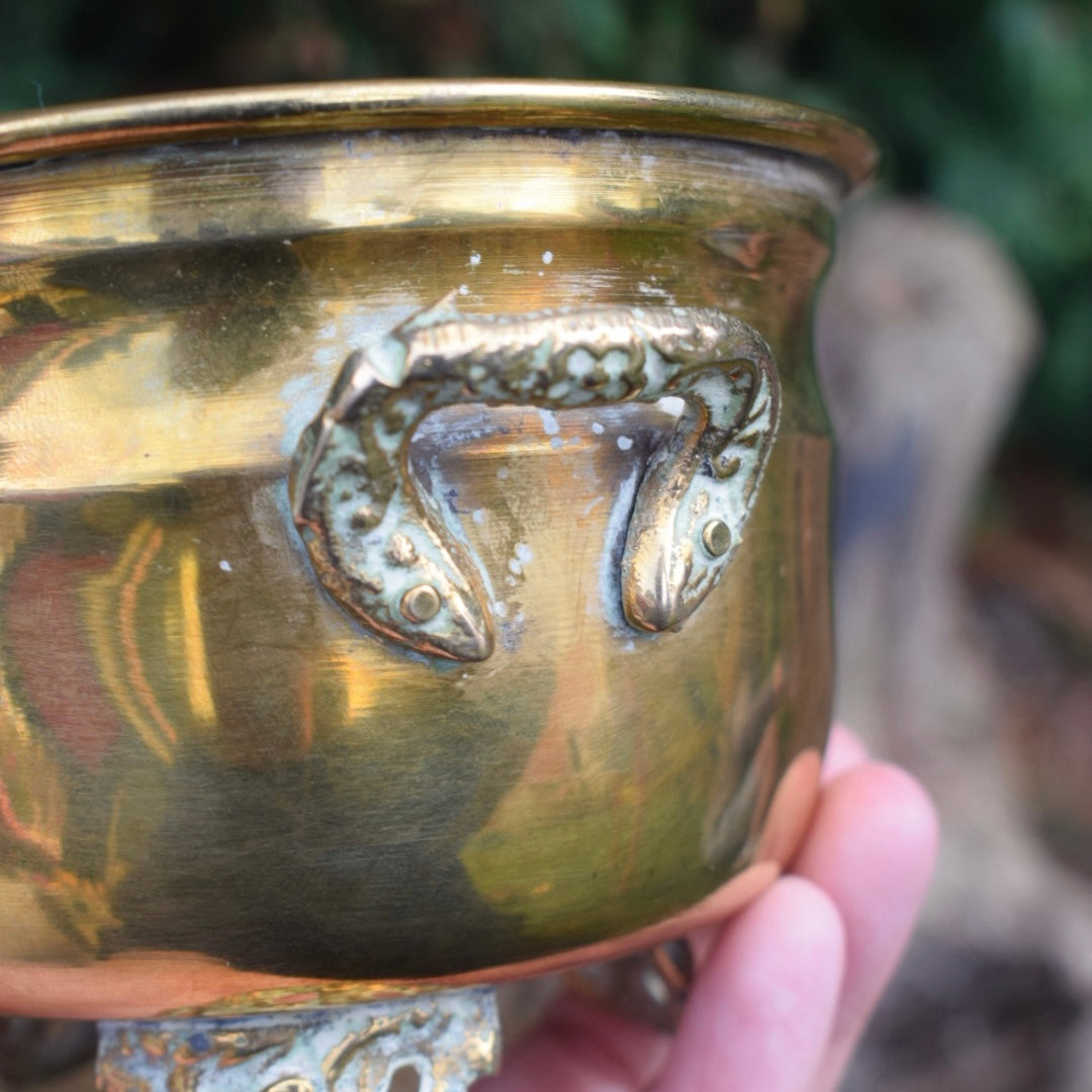 Vintage Small Brass Cauldron