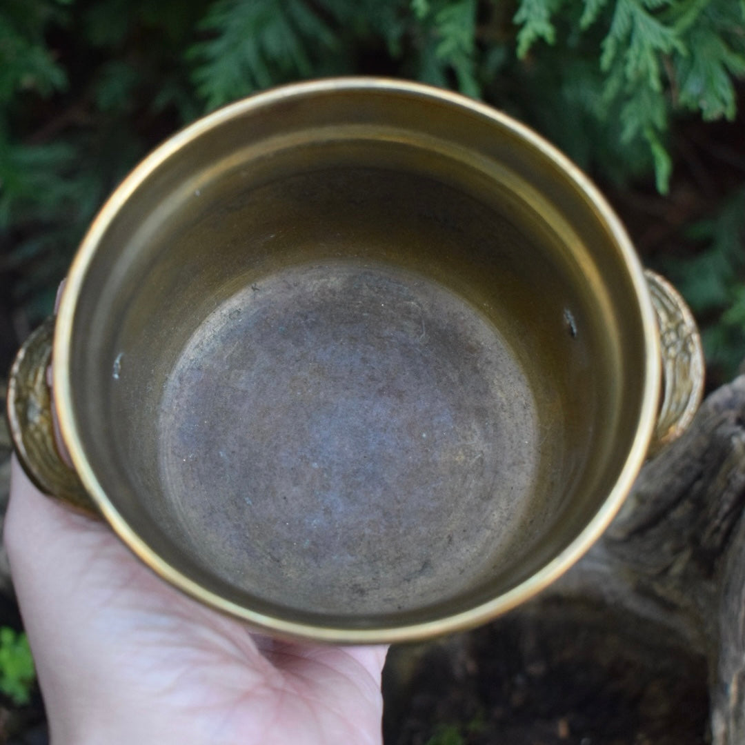 Vintage Small Brass Cauldron