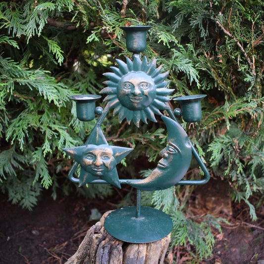 Vintage Sun, Moon and Star Candle Holder