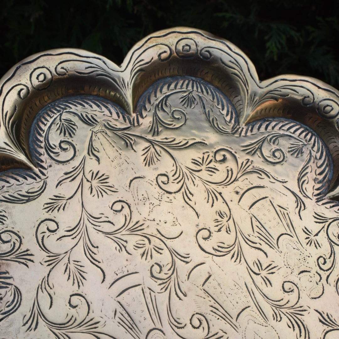 Vintage Brass Scalloped Plate