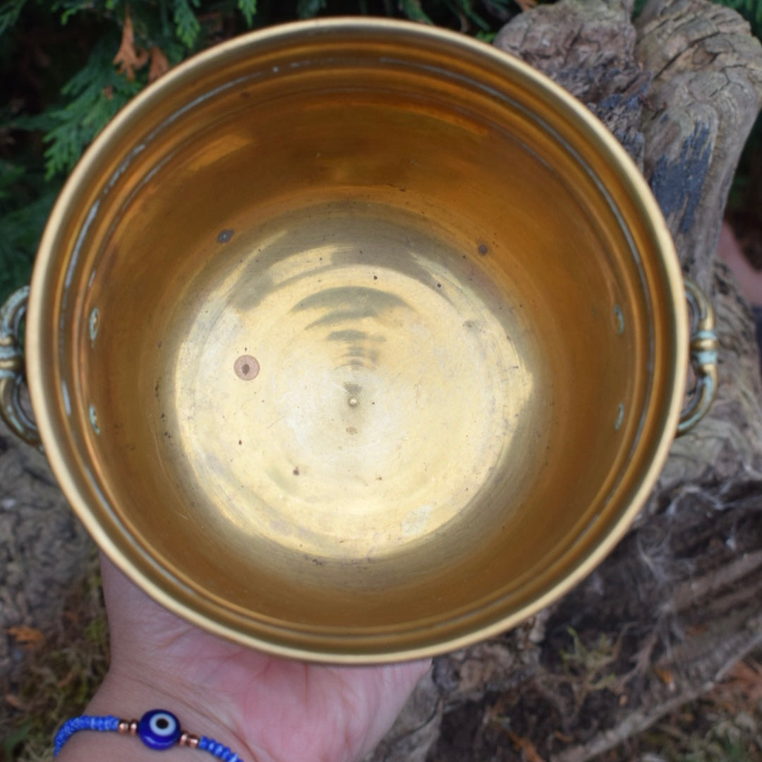 vintage Medium Brass Cauldron