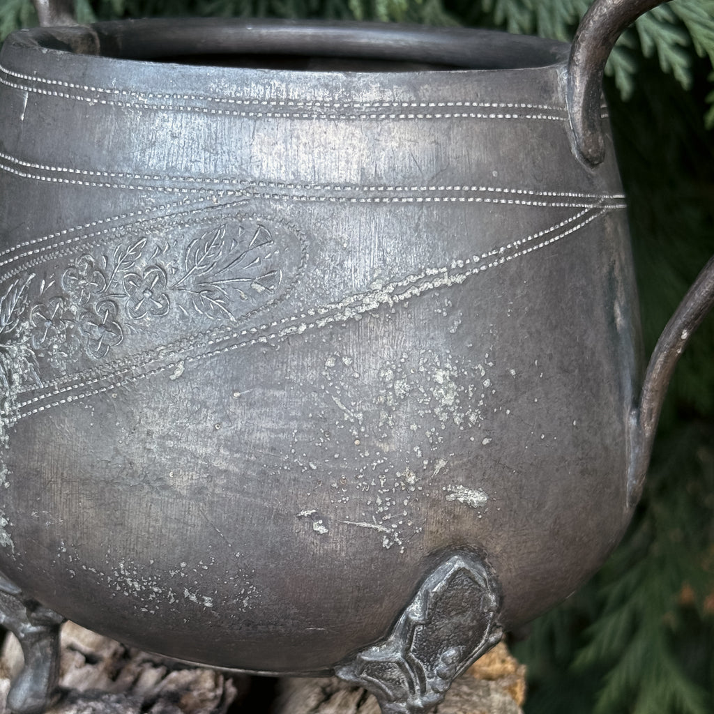 Vintage Pewter Cauldron Pot