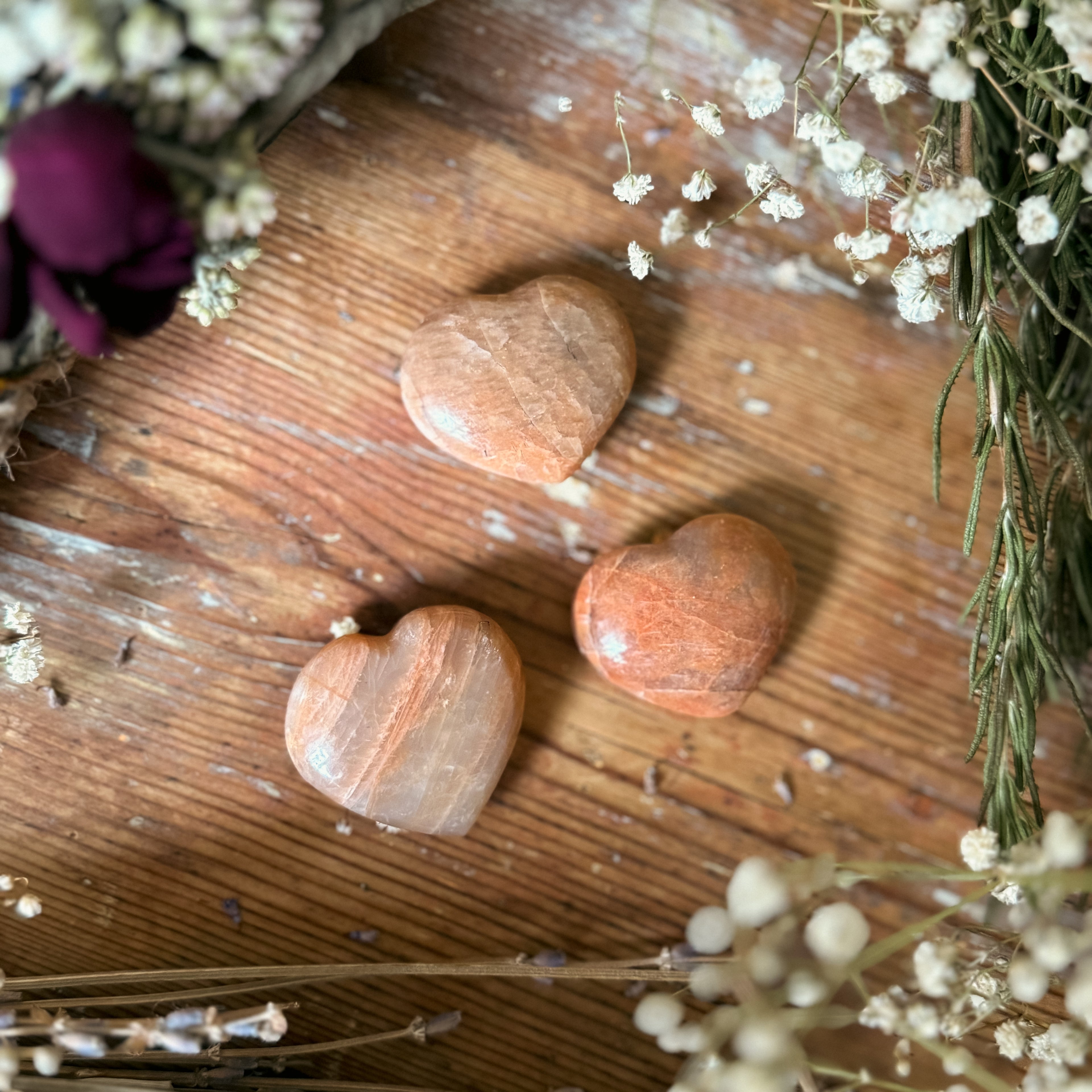 Peach Moonstone Heart