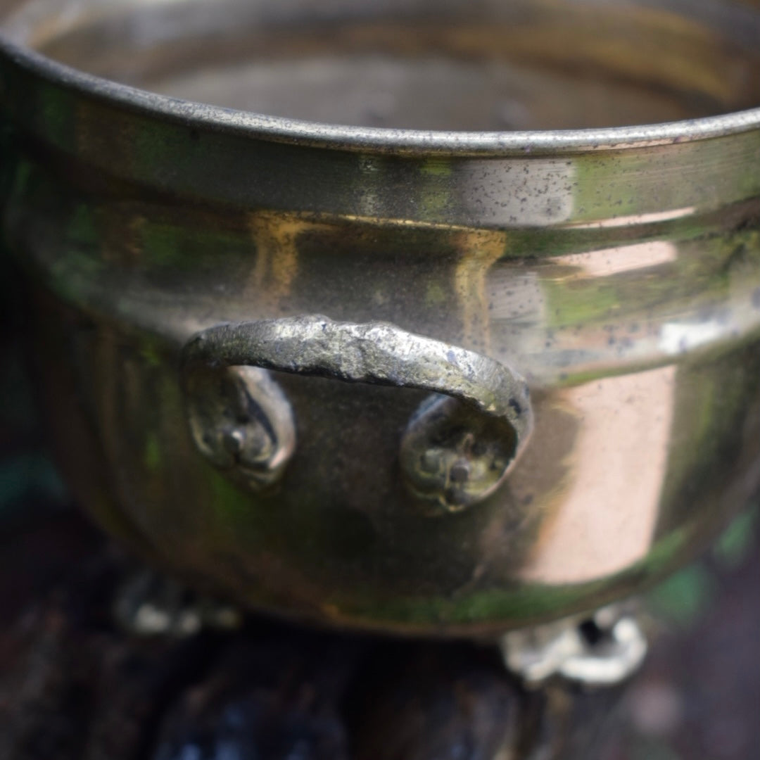 Vintage medium brass cauldron