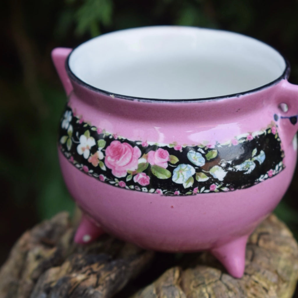 Small Vintage Ceramic Cauldron