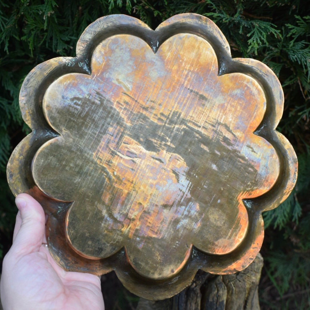 Vintage Brass Scalloped Plate