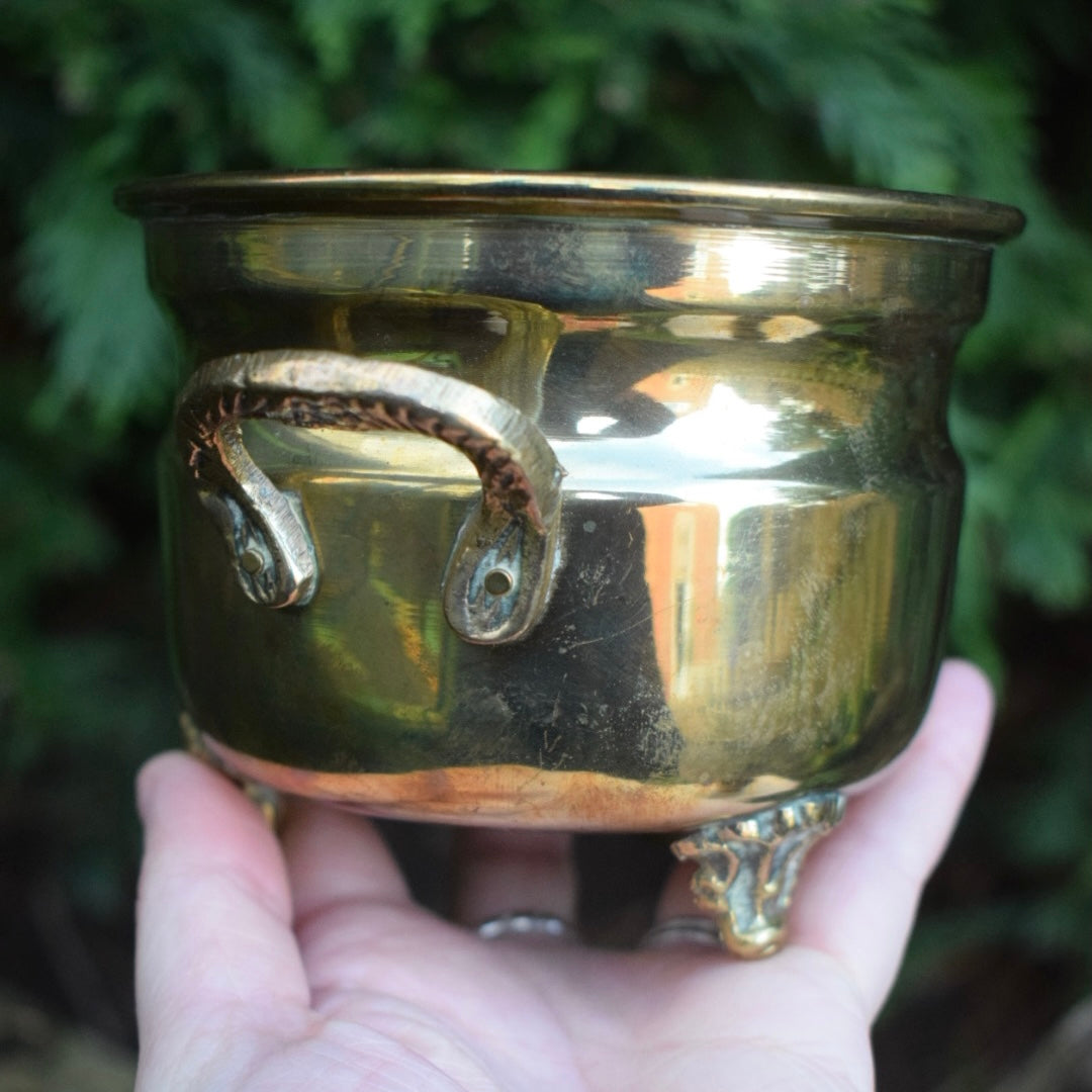 Vintage Small Brass Cauldron